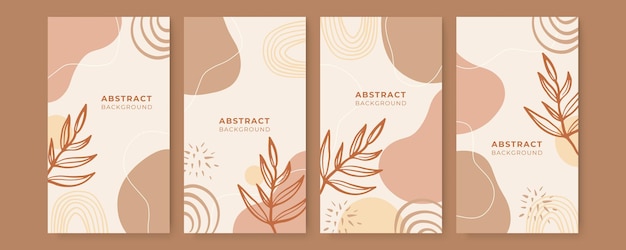 ector conjunto de plantillas de diseño de historias de redes sociales coloridas con hojas y ondas diseño boho orgánico creativo universal