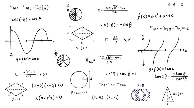 Vector ecuaciones matemáticas dibujadas a mano dibujo de fondo 4