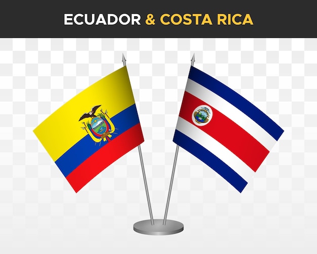 Ecuador vs Costa Rica escritorio banderas maqueta aislado 3d vector ilustración bandera de mesa ecuatoriana