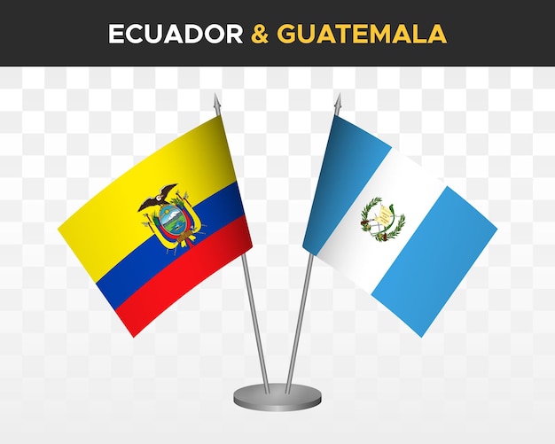 Ecuador vs guatemala banderas de escritorio maqueta aislado 3d vector