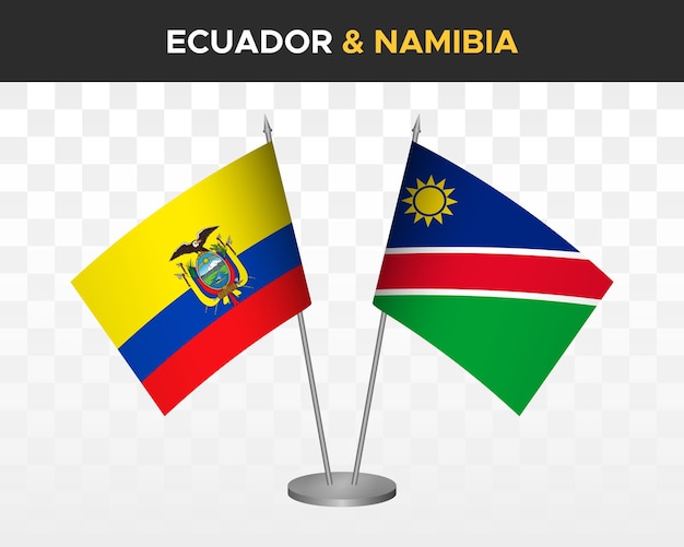 Ecuador vs Namibia escritorio banderas maqueta aislado 3d vector ilustración bandera de mesa ecuatoriana