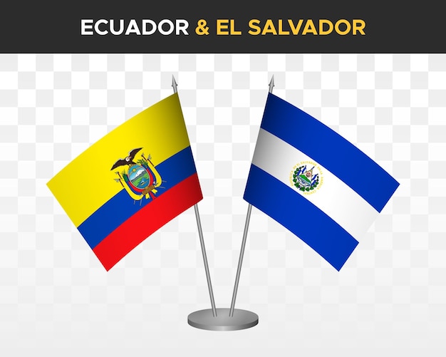 Ecuador vs El Salvador maqueta de banderas de escritorio ilustración vectorial 3d aislada bandera de mesa ecuatoriana