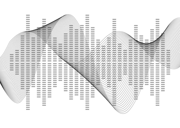 Ecualizador gris aislado sobre fondo blanco Ilustración vectorial Reproductor de música de pulso Logotipo de onda de audio Elemento de diseño vectorial Póster de la señal de visualización de plantilla de onda de sonido Ilustración eps 10