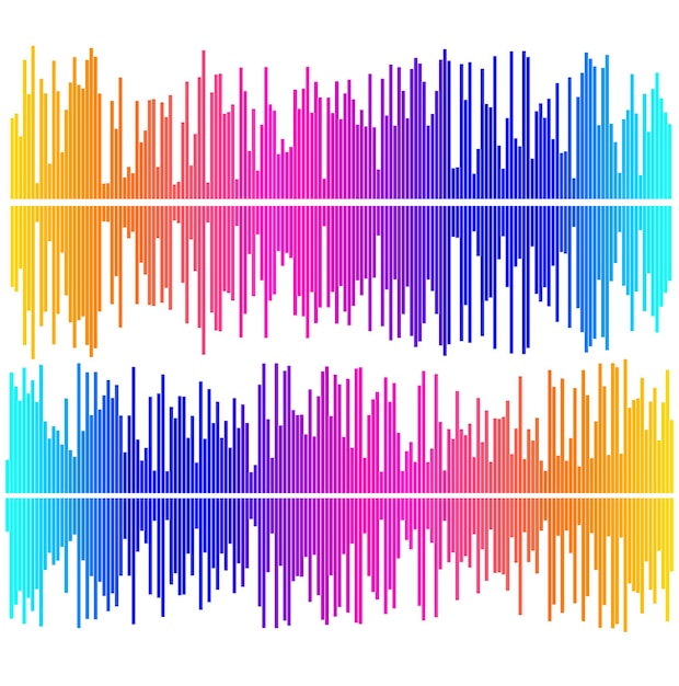 Ecualizador gris aislado sobre fondo blanco Ilustración vectorial Reproductor de música de pulso Logotipo de onda de audio Elemento de diseño vectorial Póster de la señal de visualización de plantilla de onda de sonido Ilustración eps 10