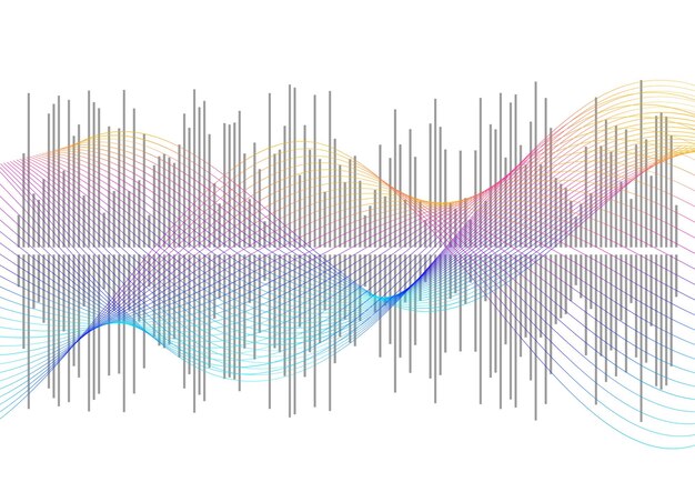 Vector ecualizador gris aislado sobre fondo blanco ilustración vectorial reproductor de música de pulso logotipo de onda de audio elemento de diseño vectorial póster de la señal de visualización de plantilla de onda de sonido ilustración eps 10