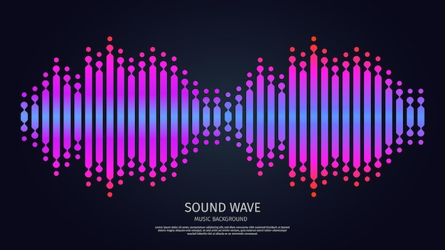 Vector ecualizador de ondas de sonido música tecnología de forma de onda digital electrónica luz morada pulso energético
