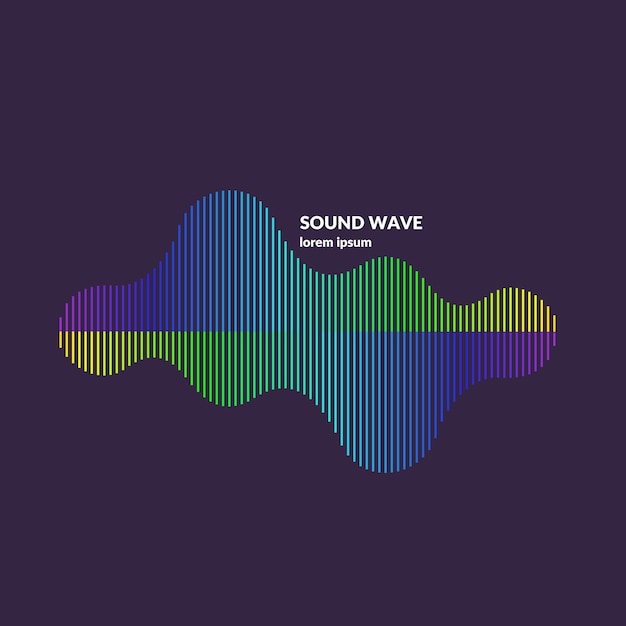 Ecualizador de ondas sonoras. Ilustración de vector moderno sobre fondo oscuro