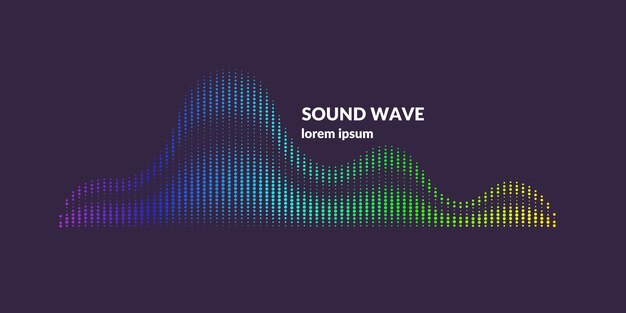Ecualizador de ondas sonoras. Ilustración de vector moderno sobre fondo oscuro