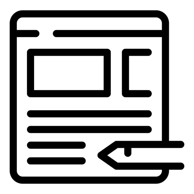 Edición de contenido de sitio web con lápiz en la interfaz de la página web