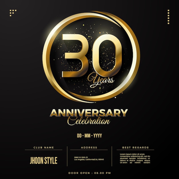 Edición especial de oro para la invitación a la celebración del 30 aniversario