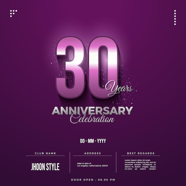 Edición de fondo suave para la invitación a la celebración del 30 aniversario