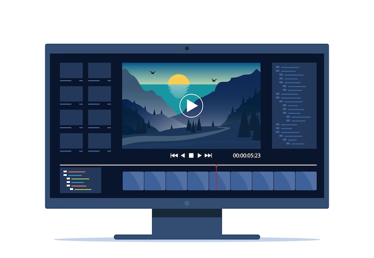 Vector edición de video en computadora de escritorio software para editar videos en la pantalla