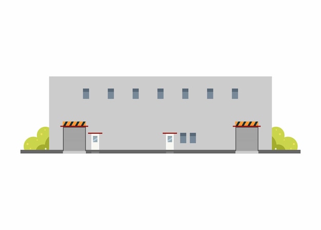 Edificio de almacén con techo plano Ilustración plana simple