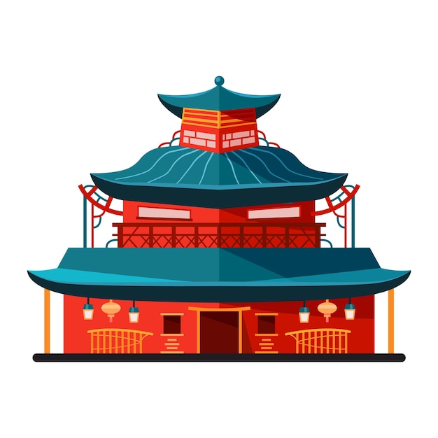 Vector edificio antiguo chino o icono de vector de punto de referencia