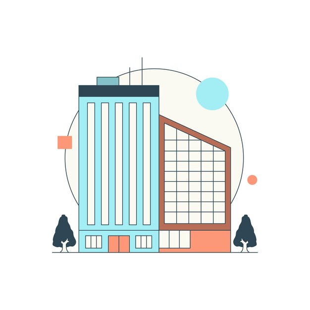 Edificio de apartamentos dibujado a mano ilustración vectorial para bienes raíces