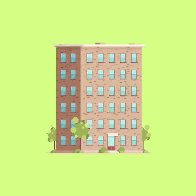edificio de apartamentos vintage plano en vector 3D