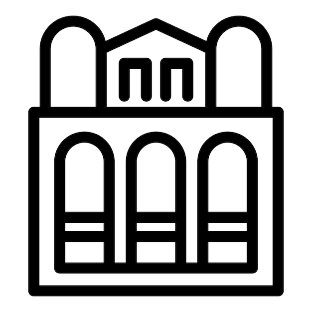 Edificio con arcos y columnas icono de fachada que muestra la arquitectura urbana