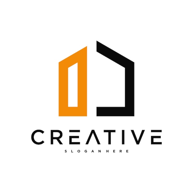 Edificio arquitectónico concepto de logotipo creativo diseño de logotipo de casa construcción de logotipo Premium Vector