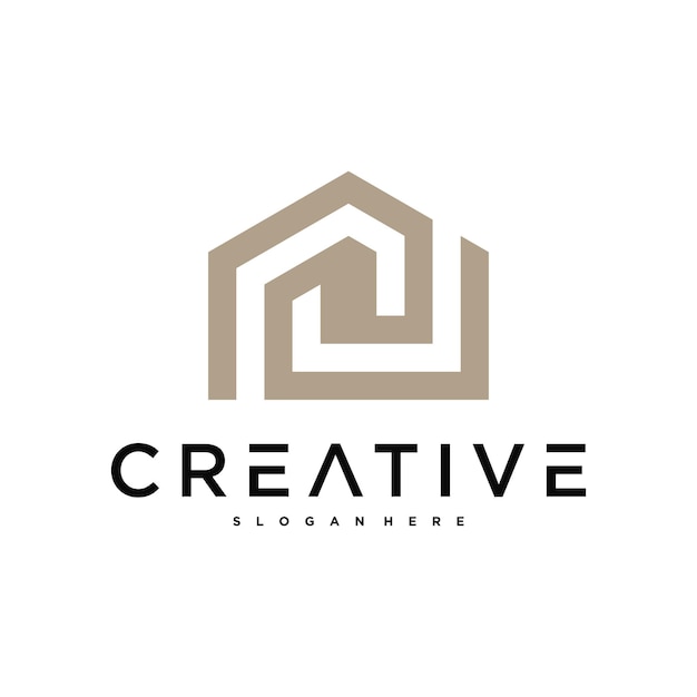 Edificio arquitectónico concepto de logotipo creativo diseño de logotipo de casa construcción de logotipo Premium Vector