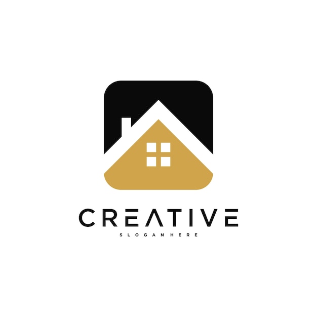 Edificio arquitectónico concepto de logotipo creativo diseño de logotipo de casa construcción de logotipo Premium Vector