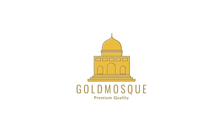 Vector edificio arquitectura mezquita cúpula línea oro simple logo vector icono ilustración diseño