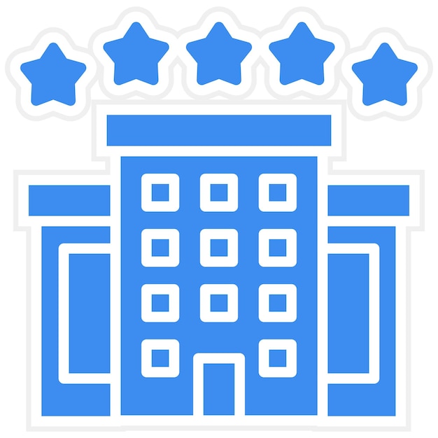 un edificio azul con estrellas y una casa azul en la parte superior