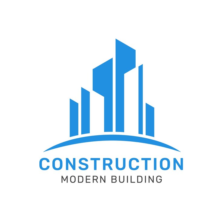 un edificio azul con un logotipo azul para la construcción