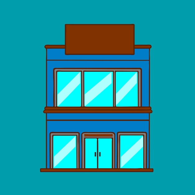 un edificio azul con una parte superior azul que dice la esquina superior derecha