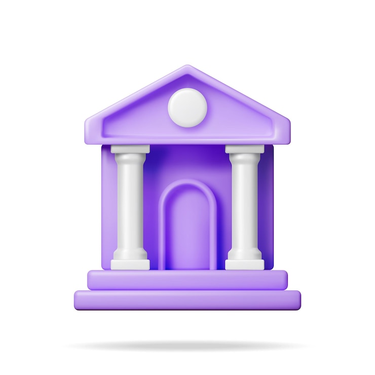 Vector edificio de banco 3d aislado en blanco