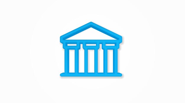 Edificio de banco público, universidad o museo, arquitectura griega clásica 3d icono de línea realista. ilustración vectorial