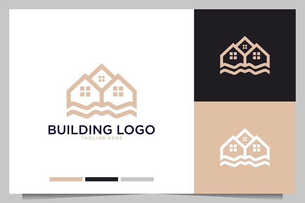 Edificio de bienes raíces elegante diseño de logotipo.