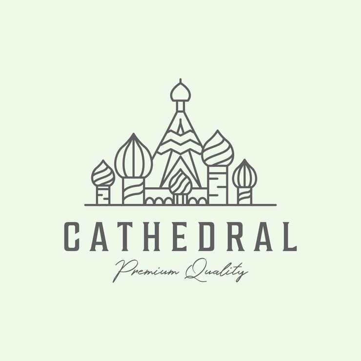 Vector edificio de la catedral logotipo minimalista línea de arte icono ilustración diseño de moscu rusia