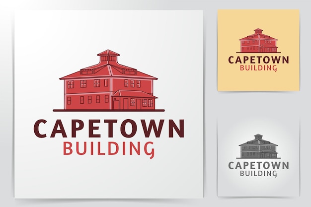 Edificio de ciudad del cabo, asentamiento, logotipo de habitación ideas. diseño de logotipo de inspiración. ilustración de vector de plantilla. aislado sobre fondo blanco