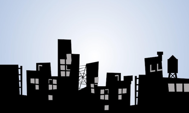 Edificio de la ciudad con diseño de ilustración vectorial de cielo azul