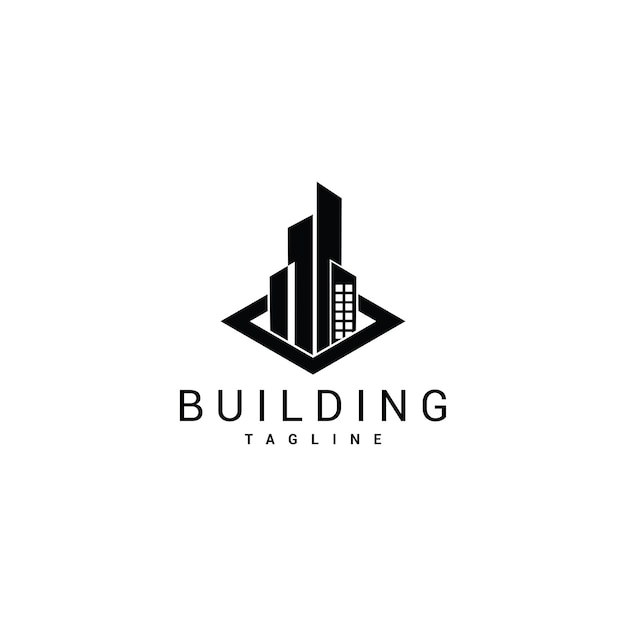 Edificio ciudad logo icono diseño plantilla vector plano Vector Premium