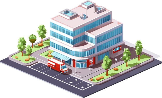 edificio de la clínica vector isométrico plano ilustración aislada