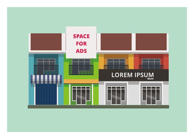 un edificio colorido con un cartel que dice espacio para espacio para publicidad