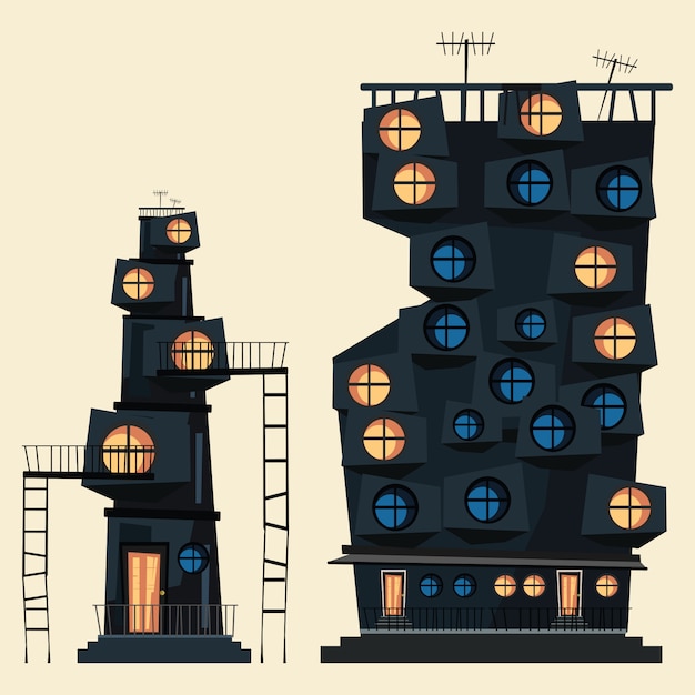 Vector edificio conjunto ilustración vectorial