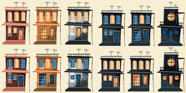 Vector edificio conjunto ilustración vectorial