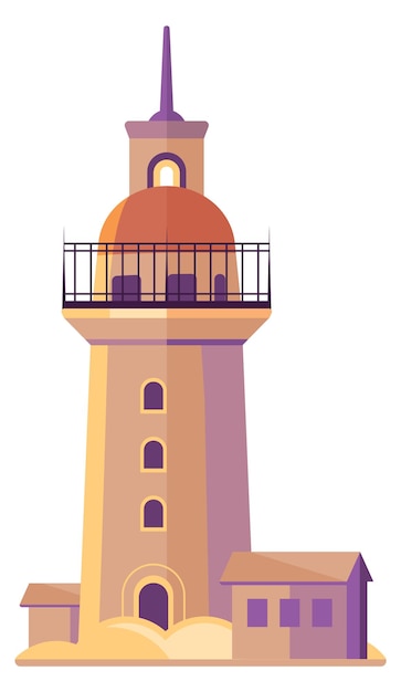 Edificio de la costa del mar de la torre del faro para la señal de navegación