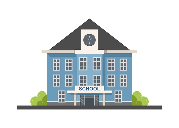 Edificio escolar Ilustración plana sencilla
