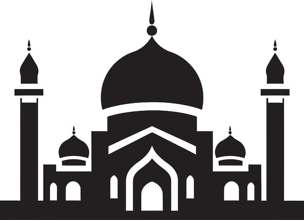 Edificio fiel Emblema de la mezquita Icono de la media luna Crest de la mezquina Icono del vector