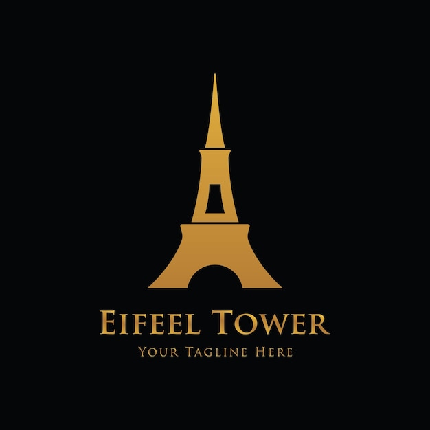 Edificio francés de la torre Eiffel y torre alta Diseño del logotipo Con ilustración vectorial editable