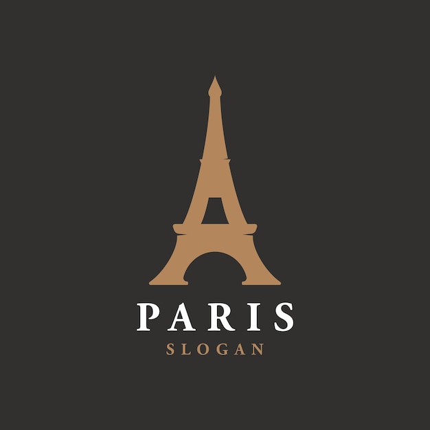 Edificio francés de la torre Eiffel y torre alta Diseño del logotipo Con ilustración vectorial editable