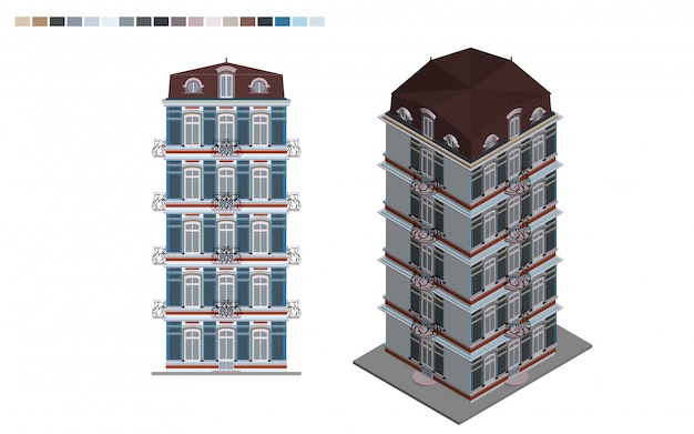 Vector edificio de gobierno de la casa administrativa isométrica de estilo arquitectónico.