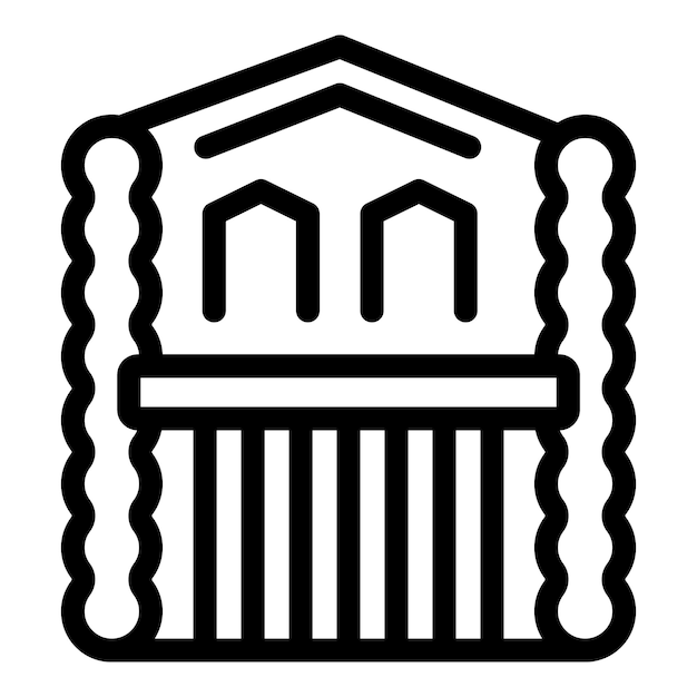 Edificio griego antiguo con columnas y icono de marco decorativo
