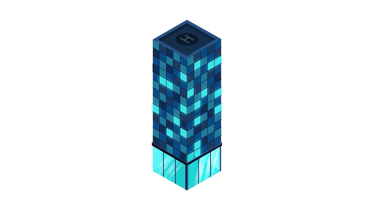 Vector edificio con helipuerto aislado ilustración vectorial
