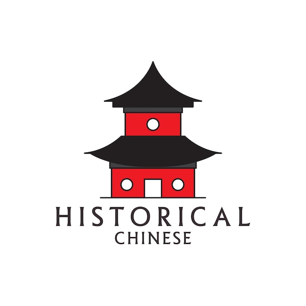 Edificio histórico casa tradicional china logo vector icono símbolo ilustración diseño plantilla