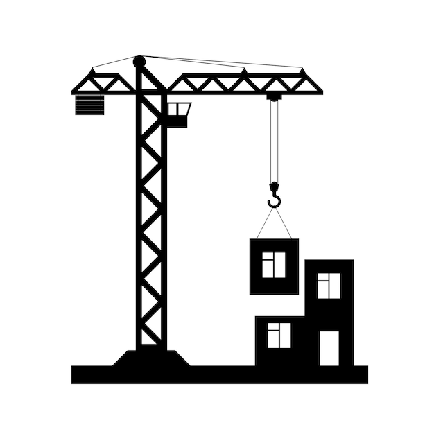 Edificio icono de grúa torre - vector, diseño plano. Eps 10
