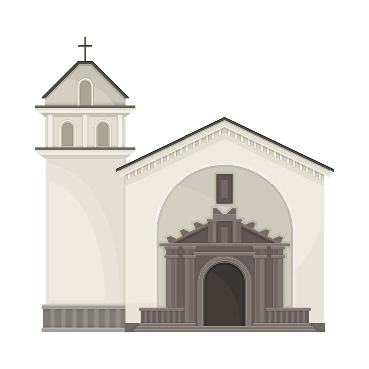Vector edificio de la iglesia local como ilustración vectorial de atributos de ecuador